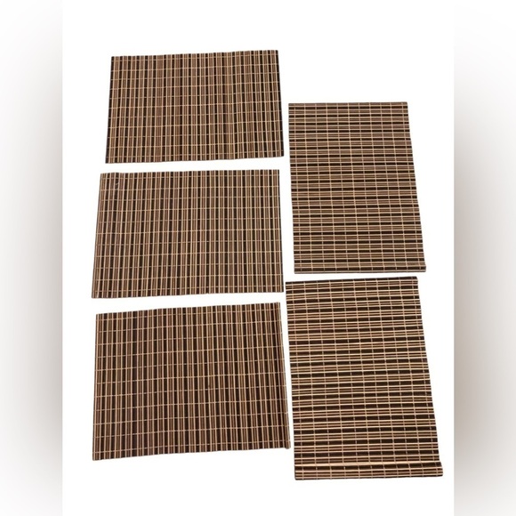 IKEA Set of 5 Bamboo Placemats Brown Lightweight 19X13 Dinner Dining Casual - Picture 1 of 3